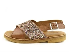 Angulus tan multi glitter sandal med spænde